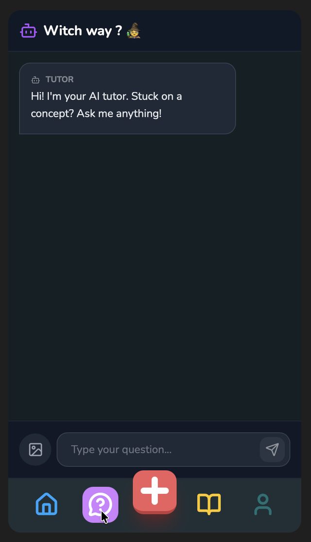 AI tutor chat: Hi, I'm your AI tutor, stuck on a concept? Ask me anything